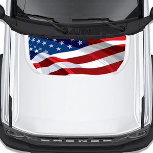 Wavey American Flag Hood Graphic Design Decal Fits Ford Bronco 2021+