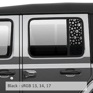 Puppy Dog Paw Print Pattern Side Window Vinyl Decal Set for Jeep Wrangler JL and Gladiator JT 2018 and Newer Custom Design