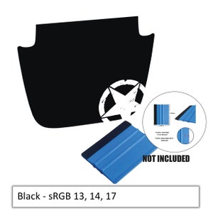 Distressed Military Star v2 Blackout Vinyl Hood Decal - Fits 2018+ Jeep Wrangler JL/Jeep Gladiator JT Sport/Sahara/Overland Models