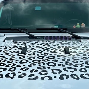 ヒョウ柄 ブラックアウト ビニールフードデカール - 2018年以降のジープ ラングラー JL/ジープ グラディエーター JT スポーツ/サハラ/オーバーランド モデルに適合