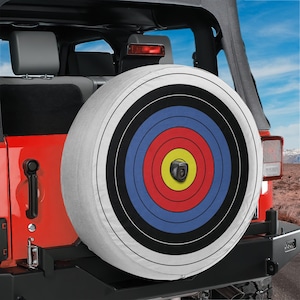 Spare Tire Archery Target Cover With Backup Camera Hole Option For Wranglers, Broncos All Tire Sizes Available Full Color Print Camping Gift