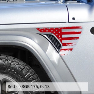 Distressed Tattered American Flag Fender Vent Vinyl Decal for Jeep Wrangler JL and Gladiator JT 2018 and Newer Patriotic Off-Road Design image 4