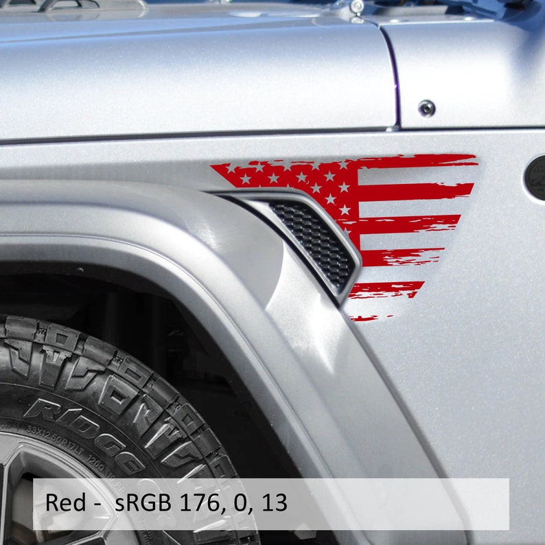 Distressed Tattered American Flag Fender Vent Vinyl Decal for Jeep Wrangler JL and Gladiator JT 2018 and Newer Patriotic Off-Road Design image 4