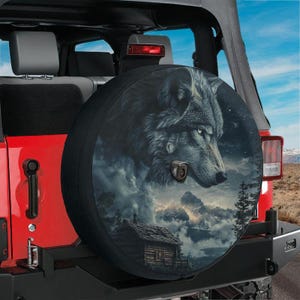 Spare Tire Spirit Wolf Overlook Cover With Backup Camera Option For Wranglers, Broncos Tire Sizes Available Camping Gift