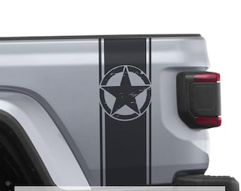 Distressed Alpha Romeo Military Star Bedside Graphic Decal Set for Jeep Gladiator JT 2018 and Newer Bold Off-Road Design