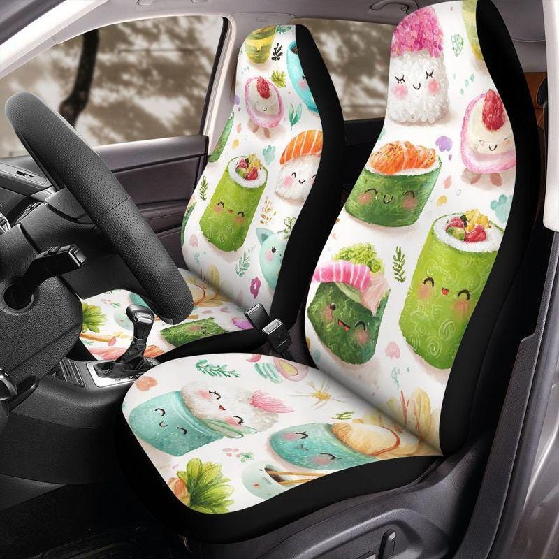 Kawaii Sushi Seat Covers, Cute Japanese Food Front Seat Protectors