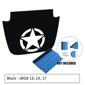 Alpha Romeo Military Star Blackout Vinyl Hood Decal Set - Fits 2018+ Jeep Wrangler JL/Jeep Gladiator JT Sport/Sahara/Overland Models