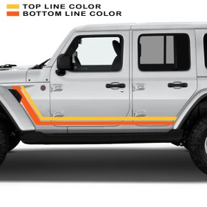 Retro Body Stripe Kit Vinyl Decal Graphic Set Fits Jeep Wrangler JLU 4 Door 2018+