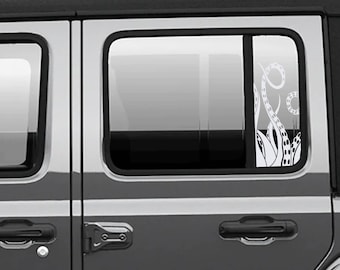 Tentacle Pattern Side Window Vinyl Decal Set - Fits Jeep Wrangler JLU 2018+/Fits Jeep Gladiator JT 2020+