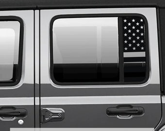 American Flag Side Window Vinyl Decal Set - Fits  2018+ Jeep Wrangler Gladiator JT