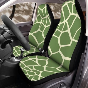 Turtle Shell Seat Covers Green Pattern for Jeep Wrangler Bronco Front Seats Universal Fit Design Fun Offroad Adventure Car Accessory