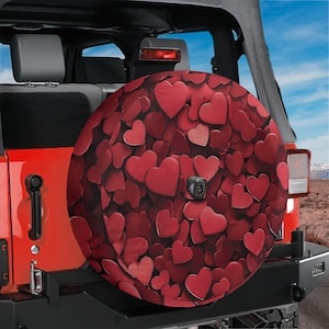 Spare Tire Love on Wheels Cover With Backup Camera Hole Option For Wranglers Broncos Tire Available Full Color Print Valentine Camping Gift