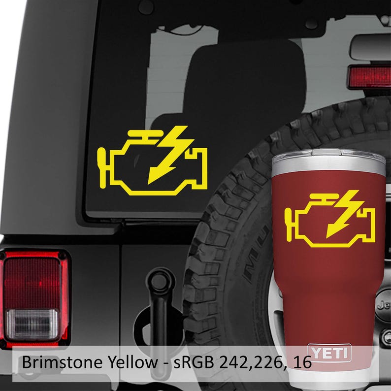 Translucent Check Engine Light Sticker Check Engine Light Vinyl Decal - Etsy