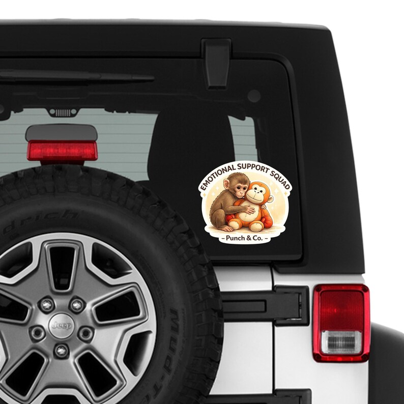 Baby Punch Monkey Emotional Support Squad Vinyl Sticker Waterproof Decal for Car Truck Laptop Toolbox image 4