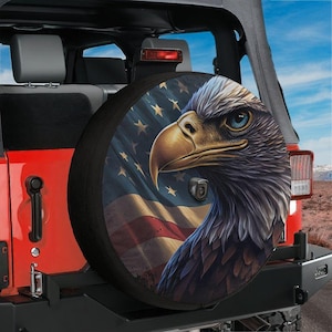 Spare Tire American Pride on Wheels With Backup Camera Hole Option For Wranglers, Broncos All Tire Sizes Full Color Print RV Camping Gift