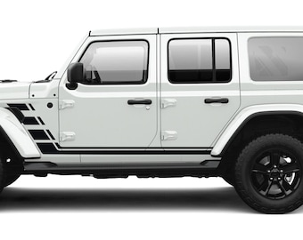 Geometric Double Body Lines Graphic Kit Fits Jeep Wrangler JLU 4 Door 2018+
