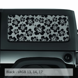 Hawaiian Hibiscus Floral Hardtop Raamstickers Set - Past op Jeep 2-deurs JK Wrangler 2007 - 2018