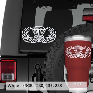 Military US Army Airborne Jump Wings Parachutist Badge Vinyl Transfer Decal Durable Design for Cars Windows Laptops