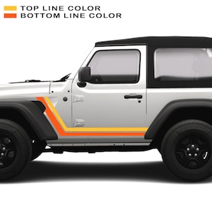 Retro Body Stripe Kit Vinyl Decal Graphic Set Fits Jeep Wrangler JL 2 Door 2018+