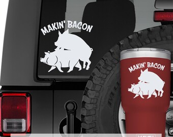 Calcomanía de cerdo: Diseño humorístico de tocino - Vinilo duradero