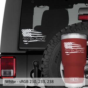 We The People Distressed American Flag Vinyl Decal | Patriotic USA Sticker for Car, Laptop, Toolbox, or Window | Veteran Gift Idea