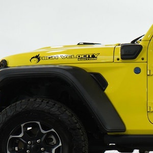 High Velocity Edition Hood Decal Set Bold Custom Graphics for Jeep Wrangler JL and Gladiator JT Durable Off-Road Design