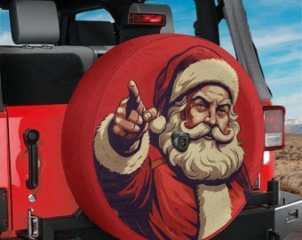 Saint Nicholas Christmas Spare Tire Cover Universal Holiday Santa Claus Tire Cover for Jeep Bronco SUV RV with Backup Camera Hole
