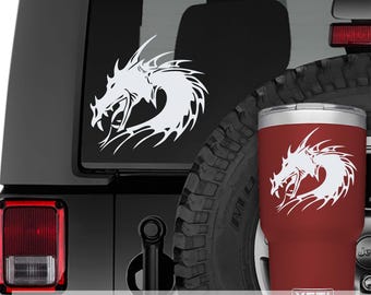 Keltischer Drache Kopf Vinyl Aufkleber | Fierce Mythical Dragon Fenster Aufkleber | Fantasy Dragon Autoaufkleber
