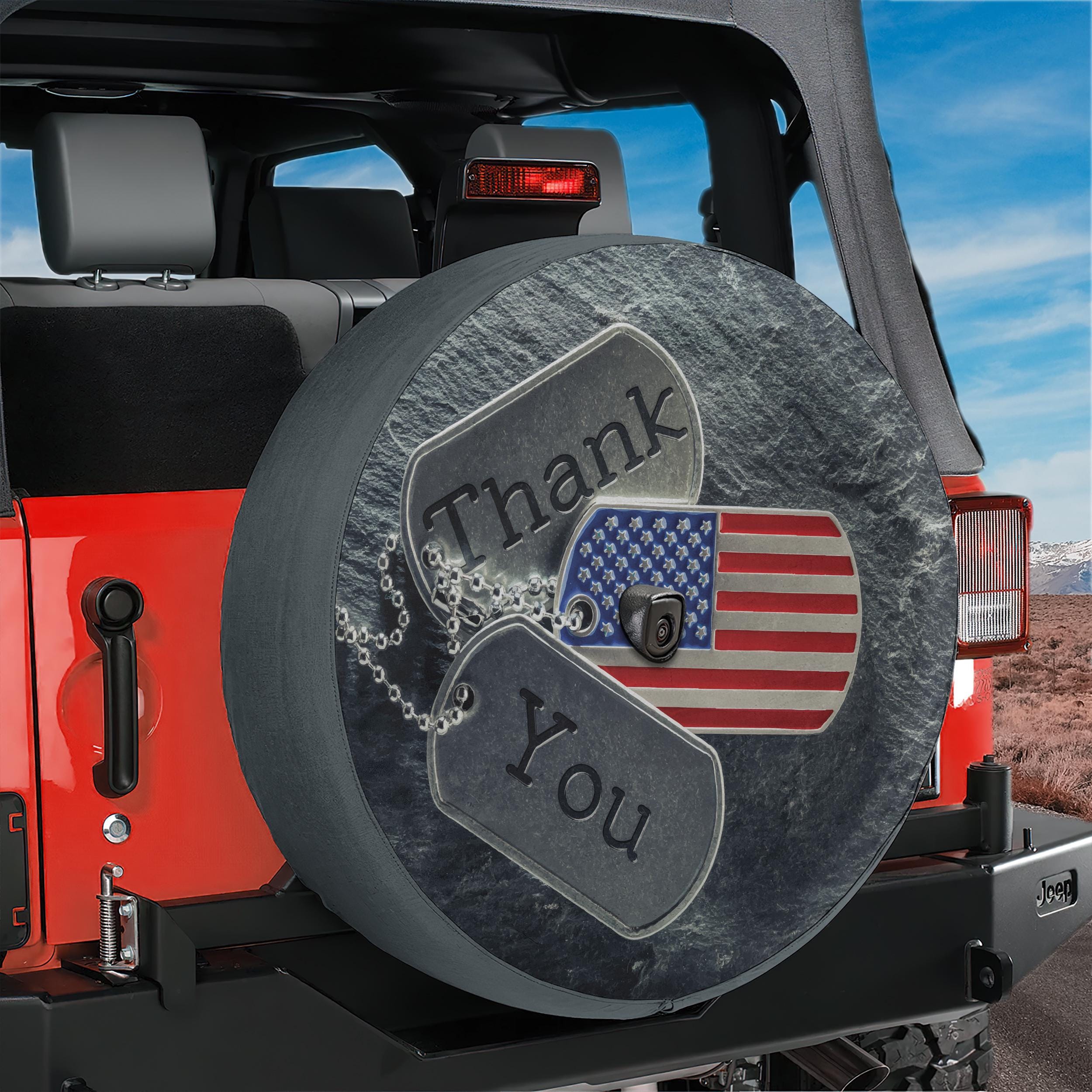 Spare Tire Veteran’s Tribute Cover With Backup Camera Hole Option For Wranglers, Broncos Tire Sizes Available Full Color Print Camping Gift