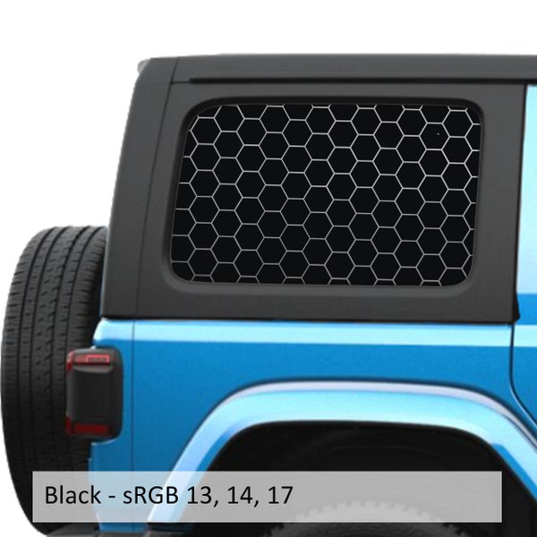Honeycomb Hex Mesh Pattern Hardtop Window Decal Set - Fits Jeep Wrangler JLU 2018+