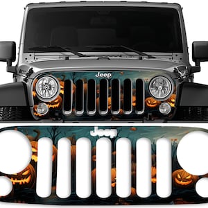 Halloween Pumpkin Patch Grille Skin Vinyl Overlay - Fits JK & JKU Wranglers 2006 - 2018