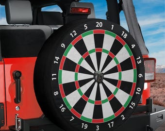 Spare Tire Classic Dartboard  With Backup Camera Hole Option For Wranglers, Broncos All Tire Sizes Available Full Color Print Camping Gift