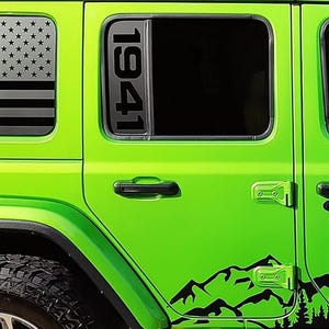 1941 Side Window Vinyl Decal Set for Jeep Wrangler JLU and Gladiator JT 2018 and Newer Patriotic Off-Road Graphic Durable Design image 2