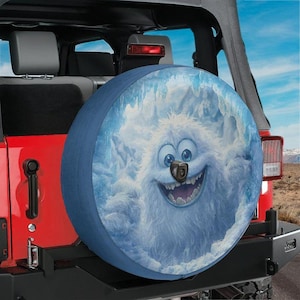 Spare Tire Yeti Peek-a-Boo Spare Tire Cover With Backup Camera Hole Option For Wrangler, Broncos Tire Full Color Print RV Camping Gift