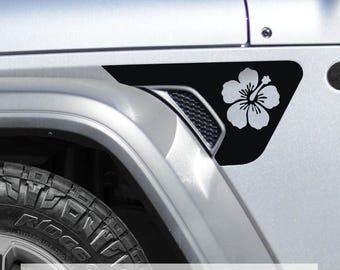 Hawaiian Hibiscus Flower Fender Vent Vinyl Decal - Fits Jeep Wrangler JL/Jeep Gladiator JT 2018+