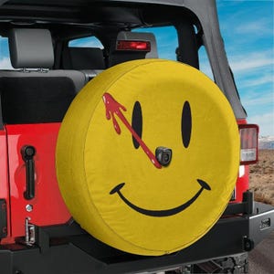 Spare Tire Comedian's Bloody Smile Face Cover With Backup Camera Hole Option For Wrangler Broncos Tire Full Color Print RV Camping Gift