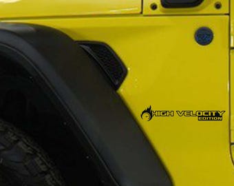 High Velocity Edition Vinyl Transfer Fender Decals, Custom Off-Road Graphics for Jeep Wrangler JL and Gladiator JT, Durable & Unique Design