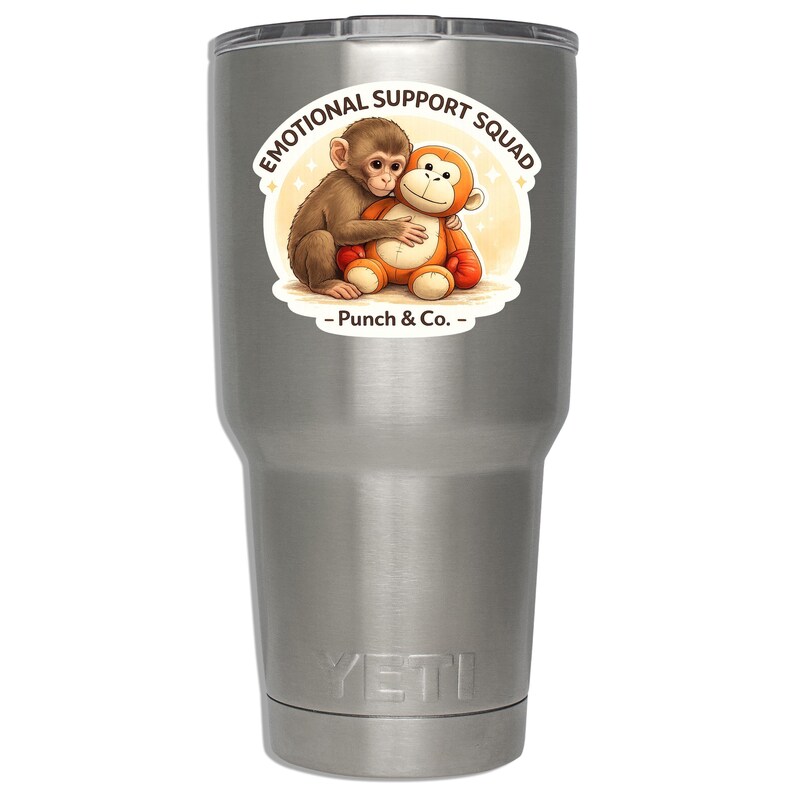 Baby Punch Monkey Emotional Support Squad Vinyl Sticker Waterproof Decal for Car Truck Laptop Toolbox image 3