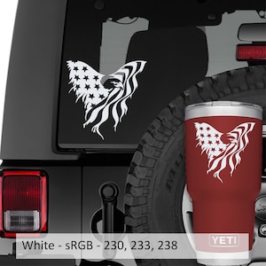 Tattered American Eagle Flag Vinyl Decal | Patriotic USA Sticker for Car, Truck, Toolbox, Laptop, or Window | Veteran Gift Idea
