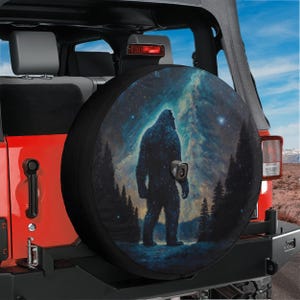 Spare Tire Celestial Yeti Chronicles Cover With Backup Camera Hole Option For Wranglers, Broncos Full Color Print RV Camping Gift