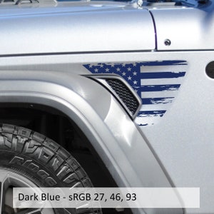 Distressed Tattered American Flag Fender Vent Vinyl Decal for Jeep Wrangler JL and Gladiator JT 2018 and Newer Patriotic Off-Road Design image 3