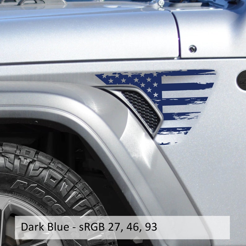 Distressed Tattered American Flag Fender Vent Vinyl Decal for Jeep Wrangler JL and Gladiator JT 2018 and Newer Patriotic Off-Road Design image 3