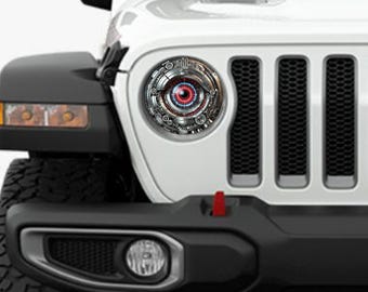 Cybernetic Eyeball Round Headlight Overlay Graphics Kit Vinyl Decal Cover 2 Piece Set