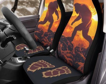Bigfoot Footprint Seat Covers, Sasquatch Car Seat Protectors for Jeep Wrangler Bronco, Matching Front Seat Covers