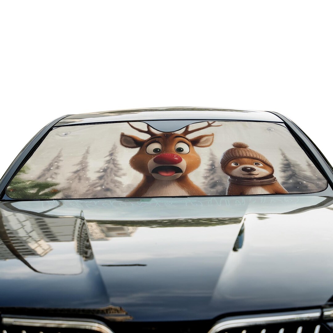 Surprised Rudolph the Red Nosed Reindeer & Friend Car Windshield ...