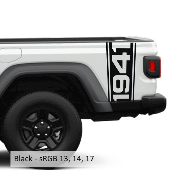 1941 Bedside Graphic Decal Set - Fits  2018+ Jeep Wrangler Gladiator JT