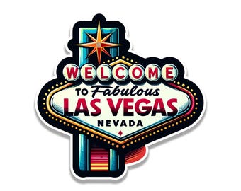 Retro Las Vegas Sticker - Welcome Sign Vinyl Decal for Laptops & Luggage