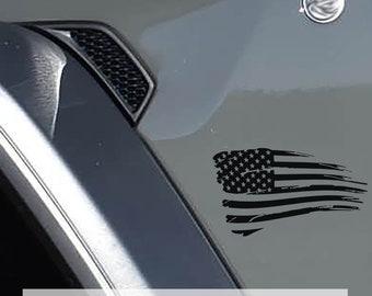 Tattered American Flag Fender Vinyl Decal Set (Pair) | Patriotic USA Graphic for Jeep, Truck, SUV, or Car | Stars and Stripes Fender Art