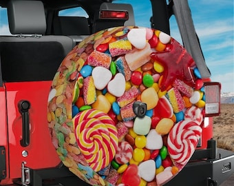 Sweet Ride Spare Tire Cover Candy Swirl Design With Backup Camera Hole Option