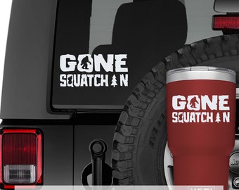 Bigfoot Gone Squatchin Vinyl Decal | Funny Sasquatch Sticker for Car, Jeep, Water Bottle, Laptop, or Cooler | Cryptid Hunter Gift